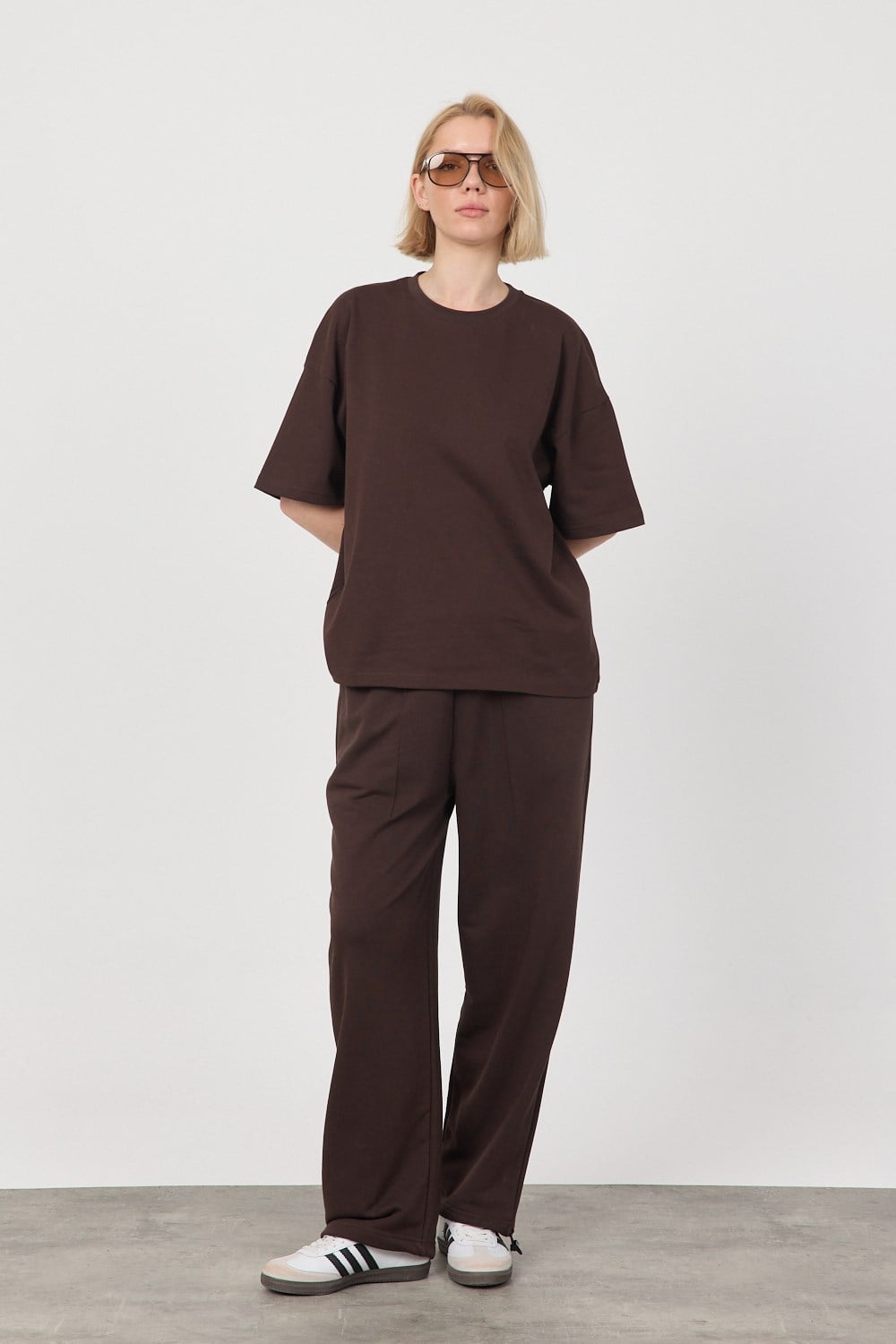 Kadın Chill Oversize Premium Kahverengi T-Shirt