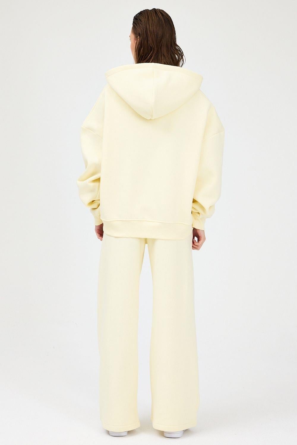 Kadın Chill Oversize Vanilya Sarısı Fermuarlı Sweatshirt