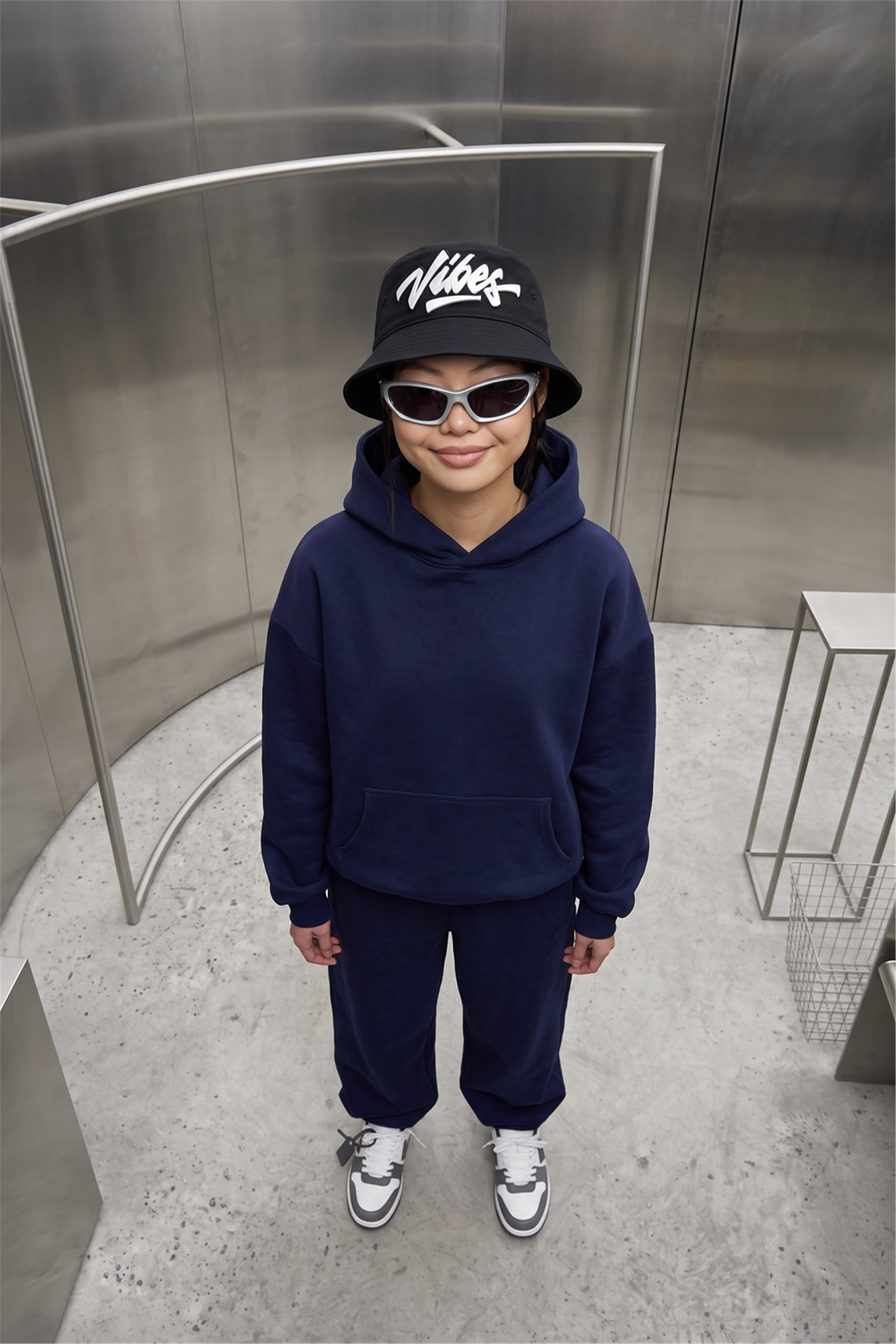 Kadın Chill Oversize Lacivert Hoodie