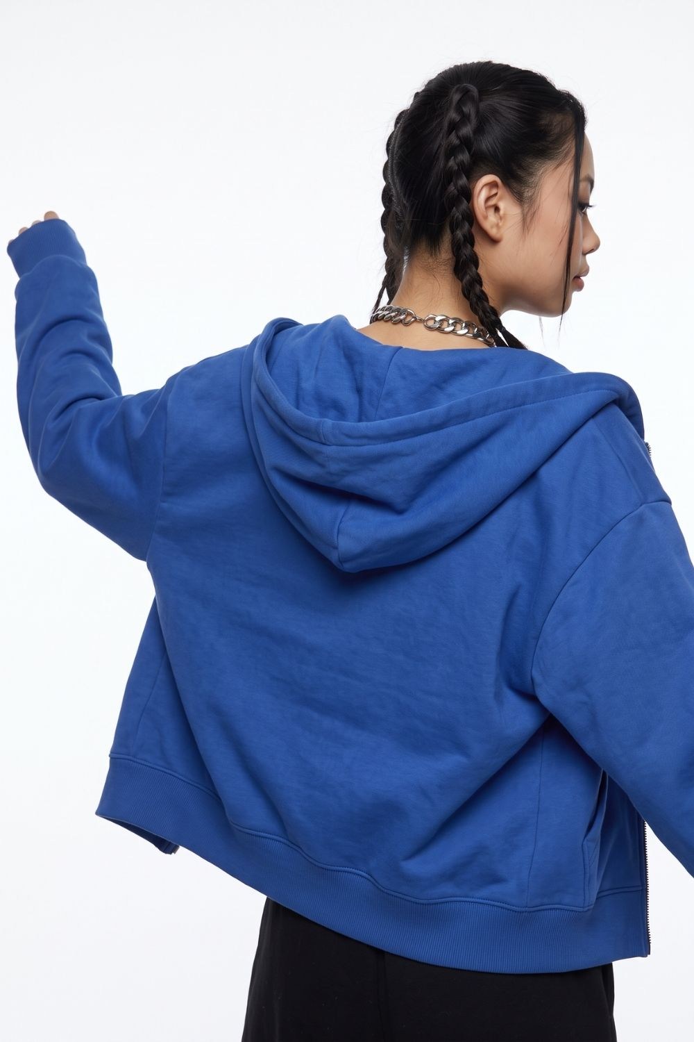 Kadın Chill Oversize Saks Fermuarlı Sweatshirt