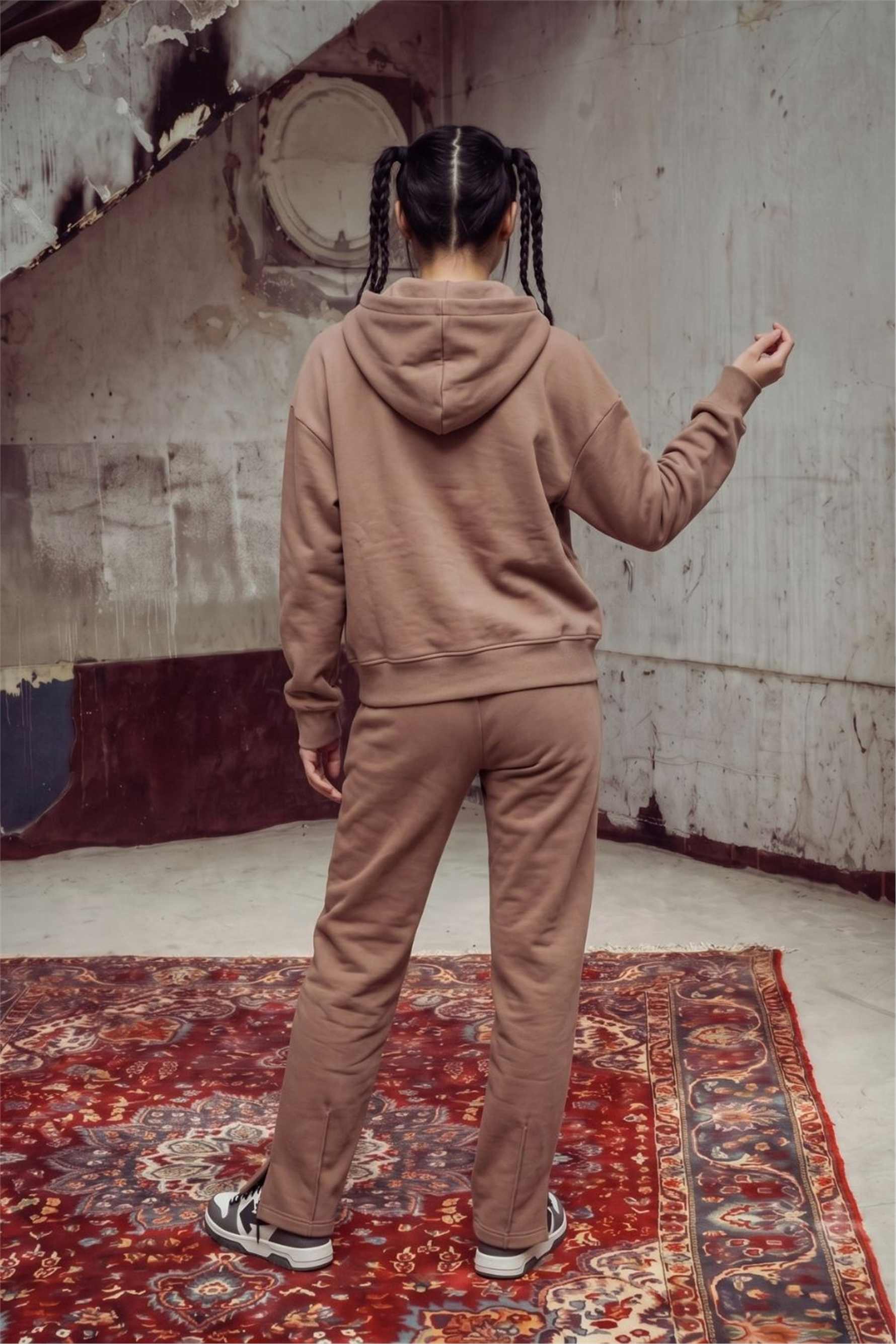Kadın Chill Oversize Somon Fermuarlı Sweatshirt