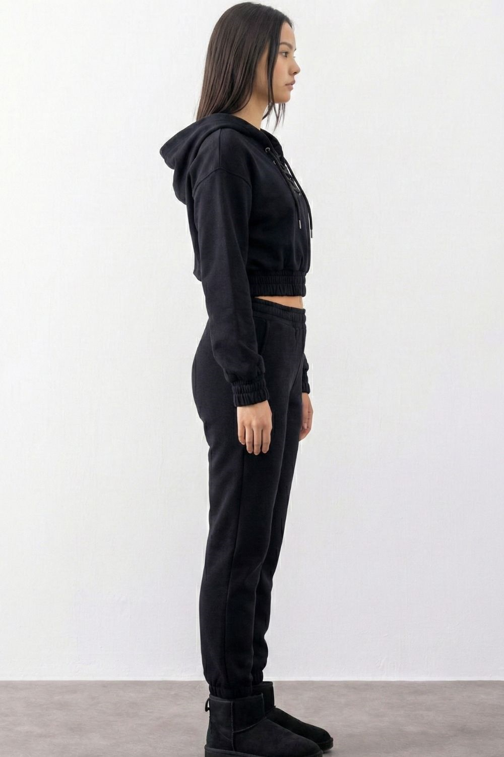 Kadın Equality Siyah İpli Crop Sweatshirt