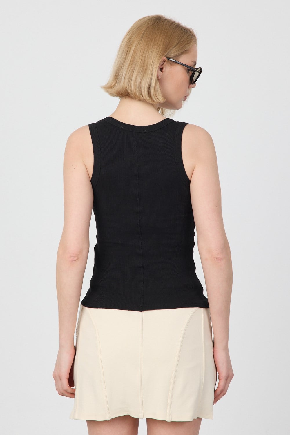 Kadın Fitilli Kalın Askılı Basic Siyah Atlet