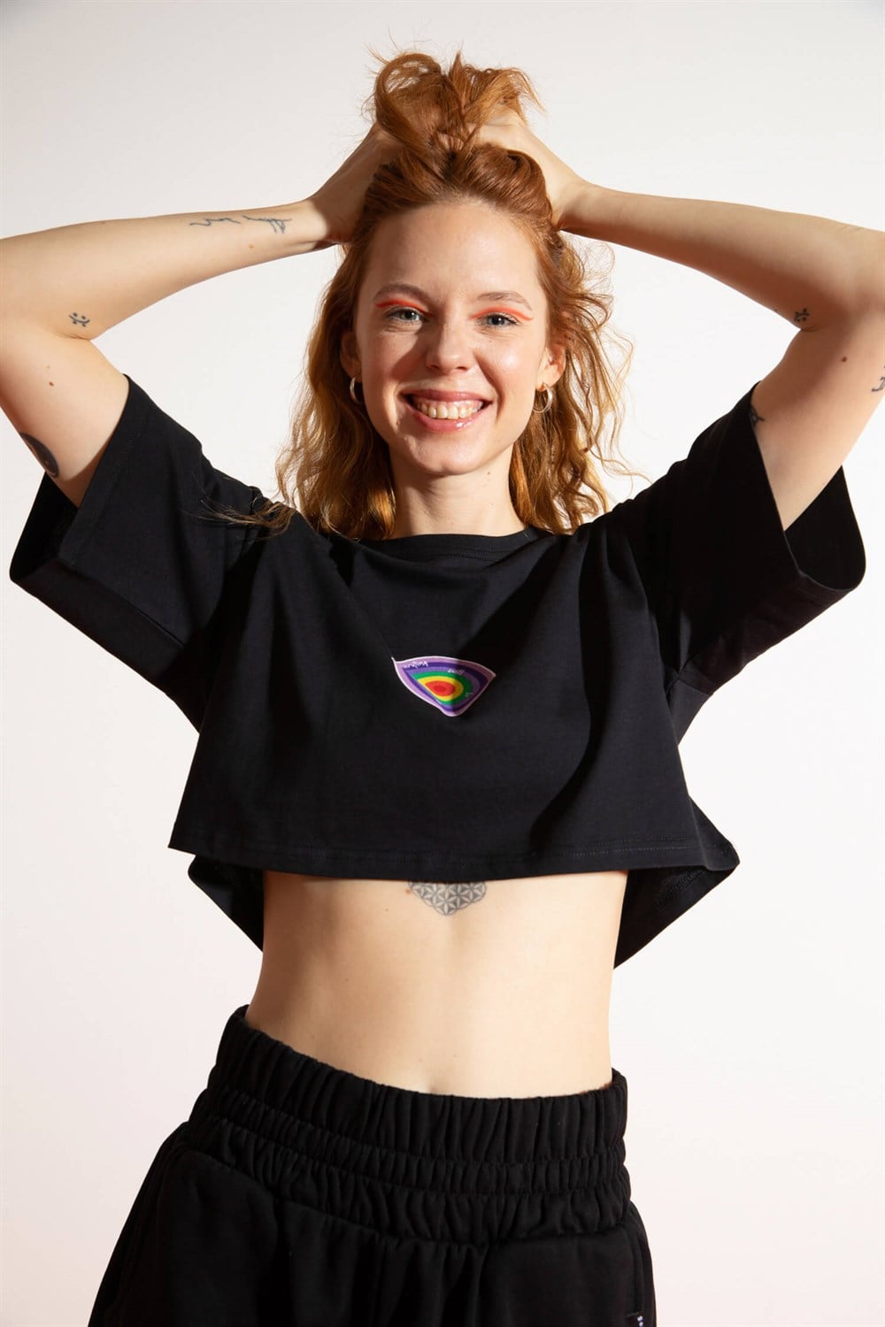 Kadın Kısa EWBO Siyah T-Shirt