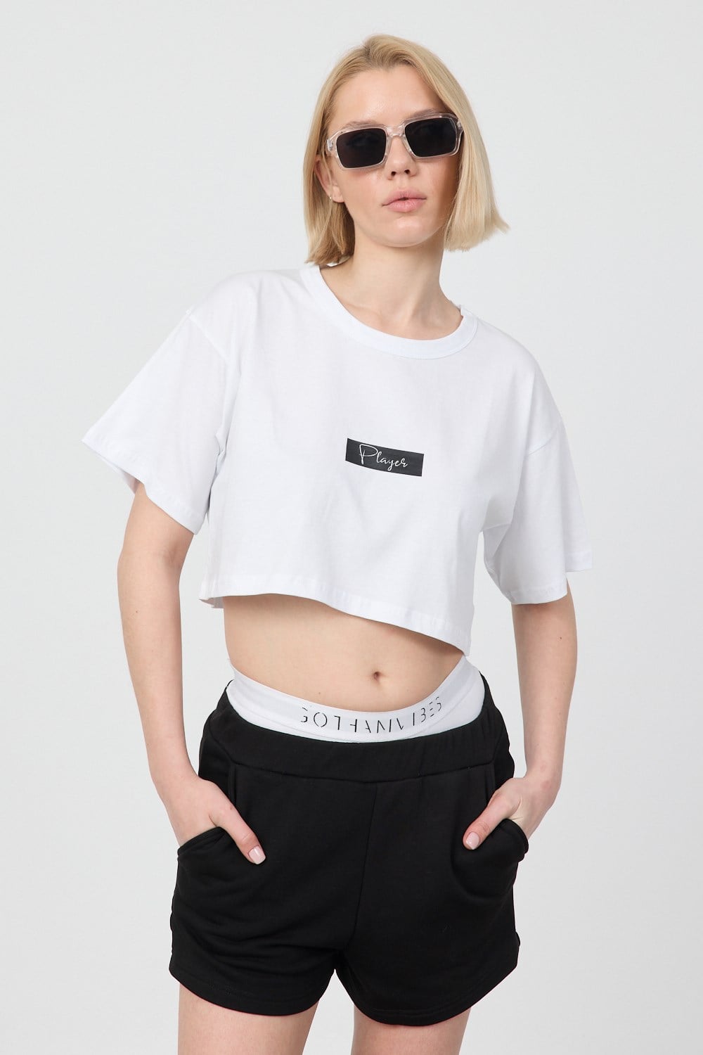 Kadın Kısa Player Beyaz T-Shirt