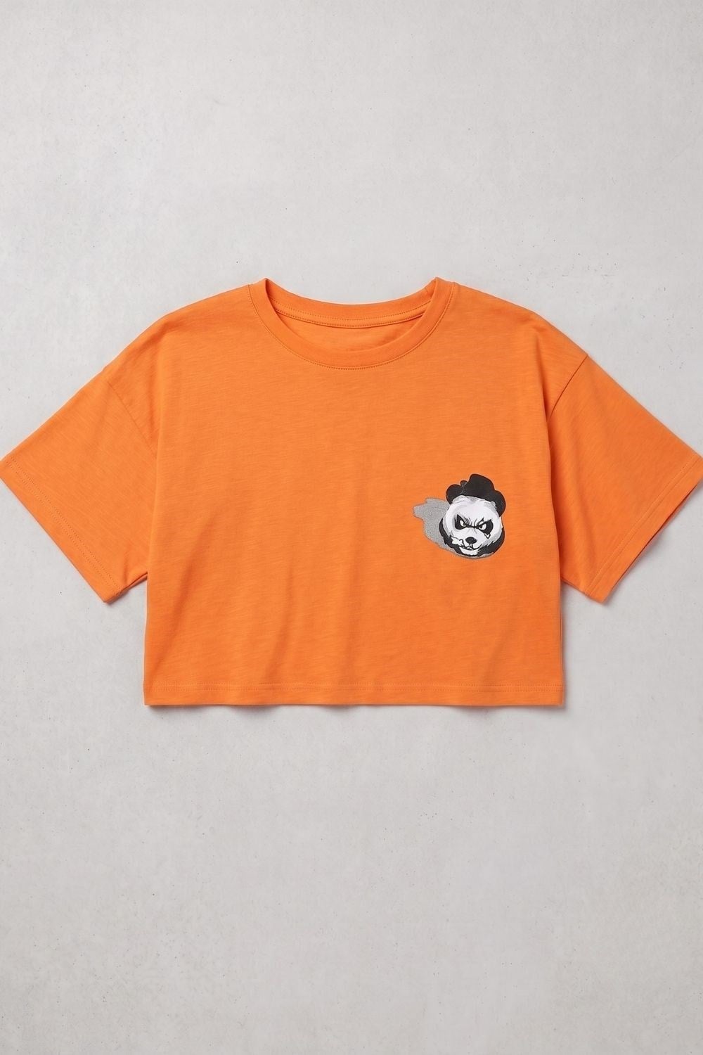 Kadın Kısa Shadow Panda Turuncu T-Shirt