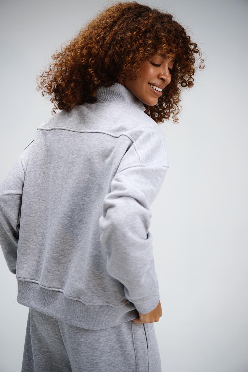 Kadın Timeless Fermuarlı Gri Sweatshirt