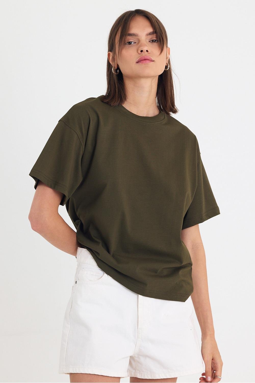 Kadın Timeless Oversize Haki T-Shirt