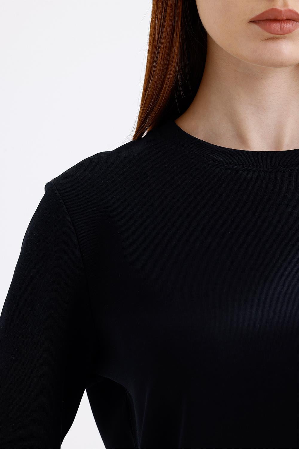 Kadın Uzun Kollu Basic Siyah T-Shirt