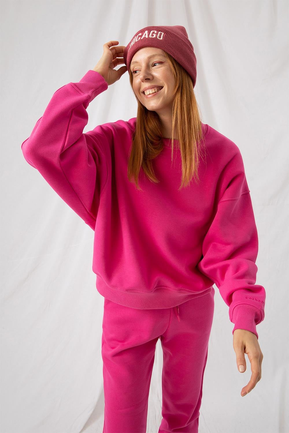 Kadın Vibe Oversize Fuşya Sweatshirt
