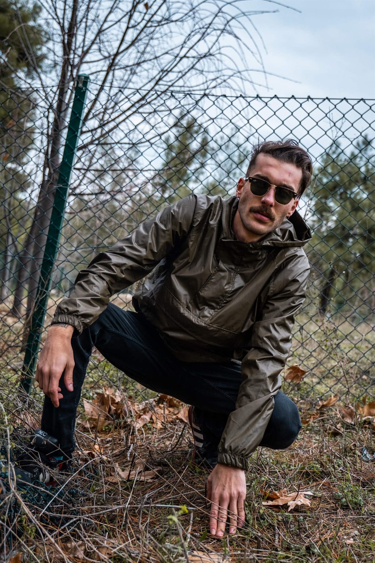 Erkek Haki Yağmurluk