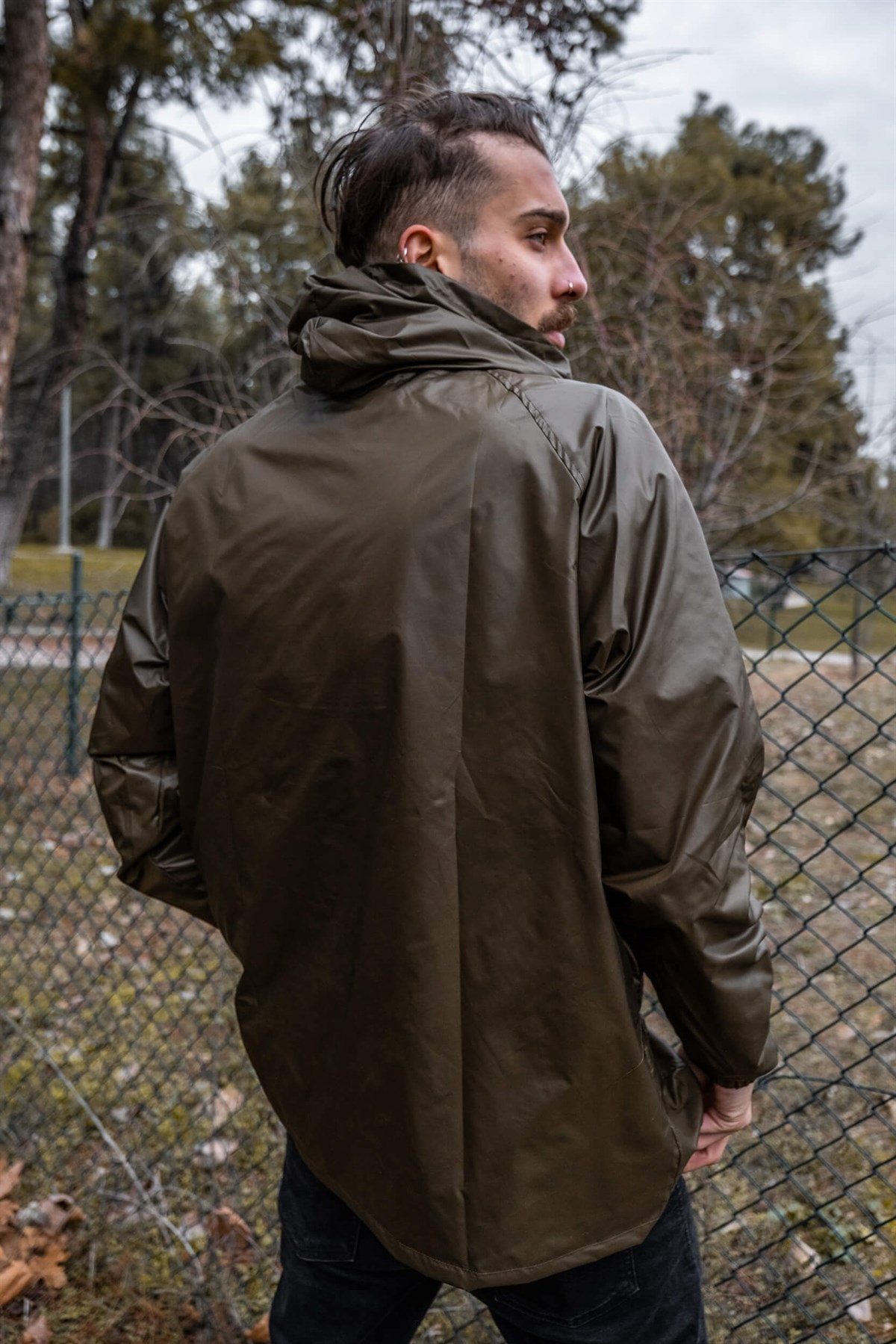 Erkek Haki Yağmurluk