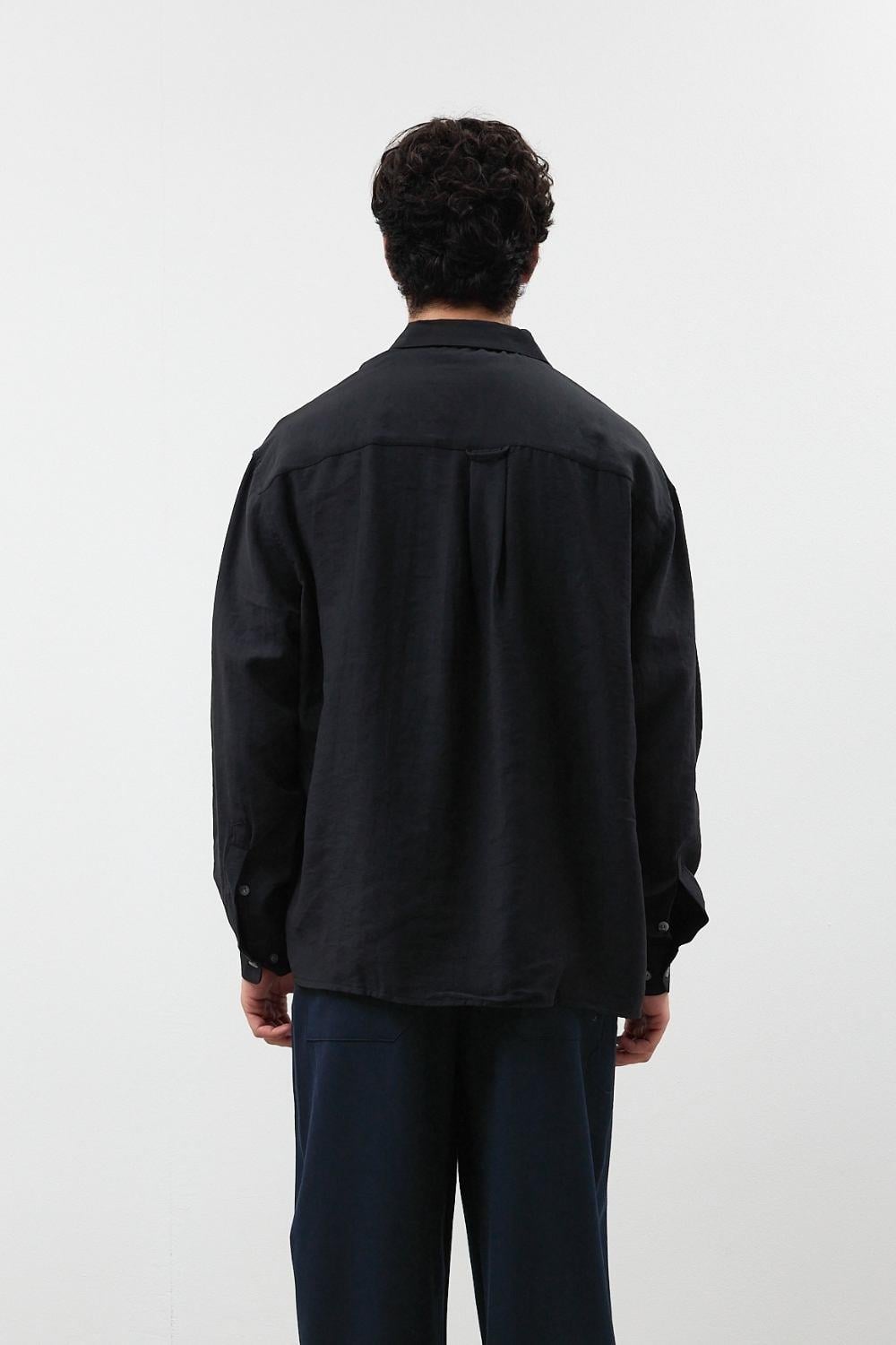 Erkek Modal Siyah Dökümlü Gömlek