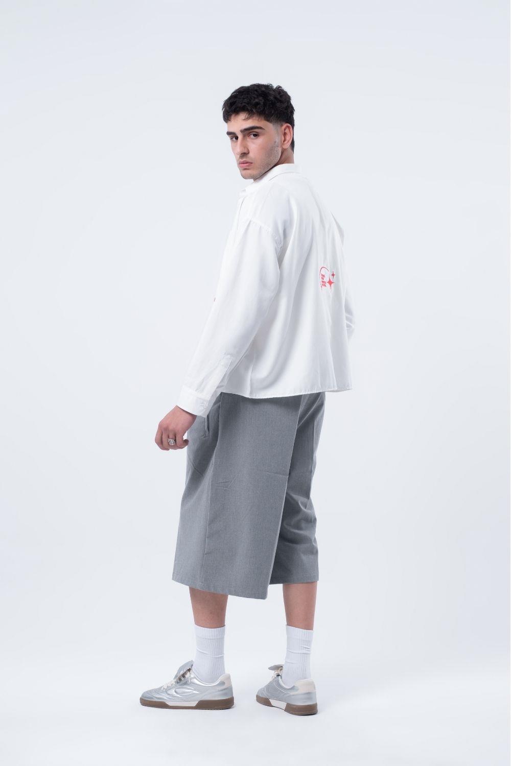 Vibes X 212 ATELIER Unisex Boxy Fit Nakışlı Kırık Beyaz Gömlek