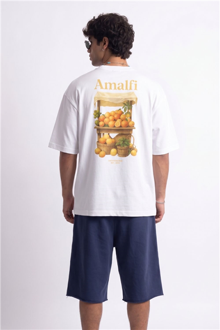 Erkek Amalfi Oversize Beyaz T-Shirt