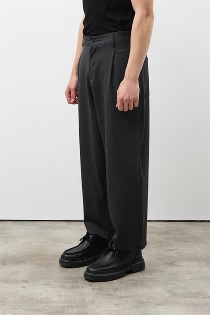 Erkek Antrasit Premium Pileli Kumaş Pantolon