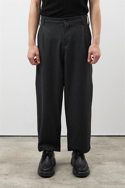 Erkek Antrasit Premium Pileli Kumaş Pantolon