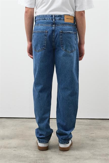 Erkek Baggy Koyu Mavi Kot Pantolon