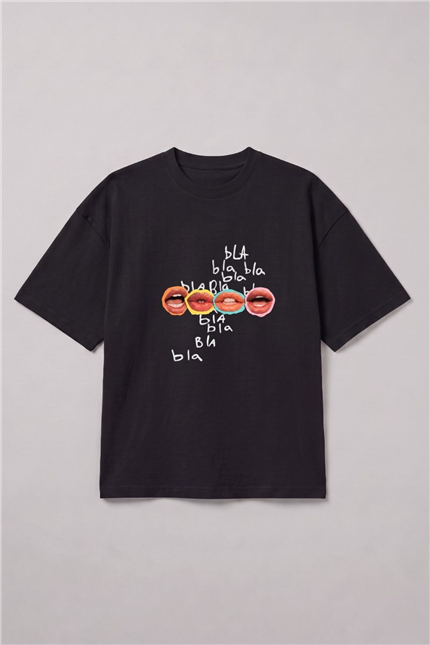 Bla Bla Oversize Siyah T-Shirt