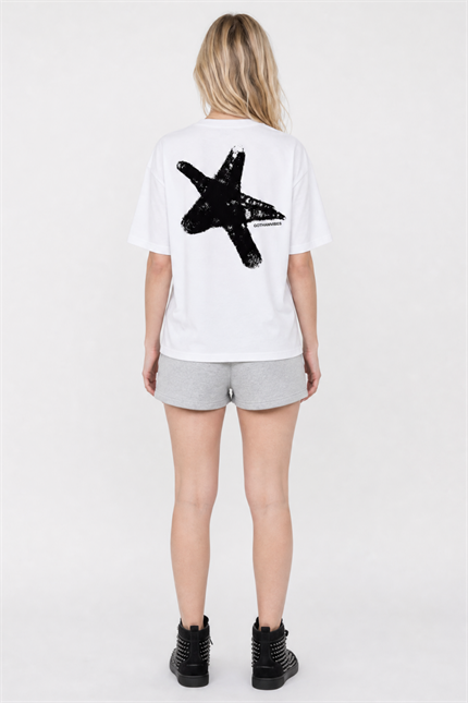 Boxy Star Beyaz Premium T-Shirt