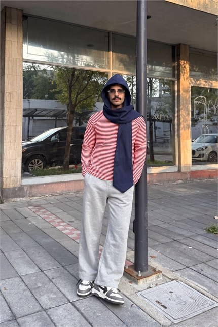 Chill Lacivert Kapüşonlu Atkı