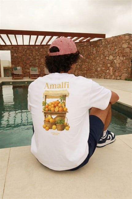 Erkek Amalfi Oversize Beyaz T-Shirt