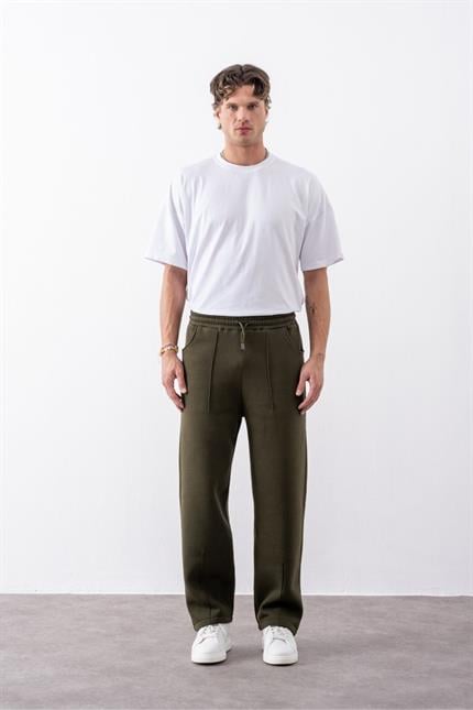 Erkek Baggy Chill Haki Eşofman Altı