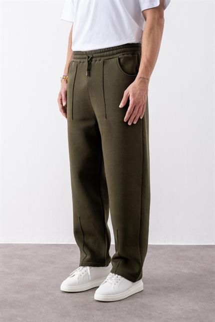 Erkek Baggy Chill Haki Eşofman Altı