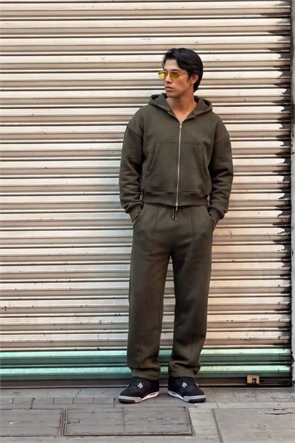 Erkek Baggy Chill Haki Eşofman Altı