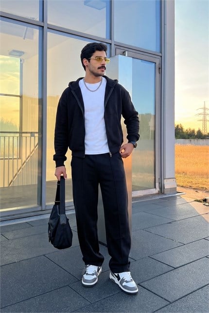 Erkek Baggy Chill Siyah Eşofman Altı