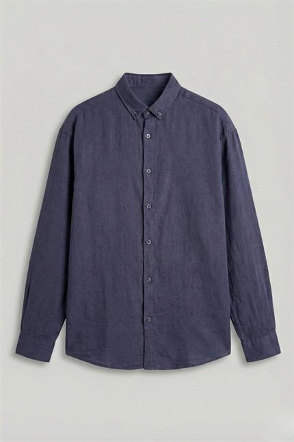 Erkek Base Lacivert Keten Gömlek