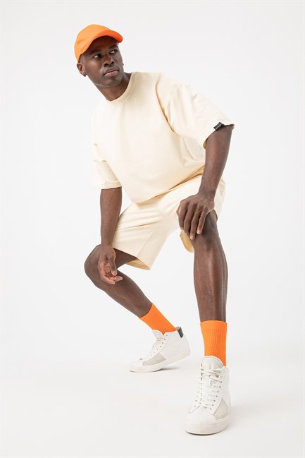 Erkek Base Oversize Krem T-Shirt