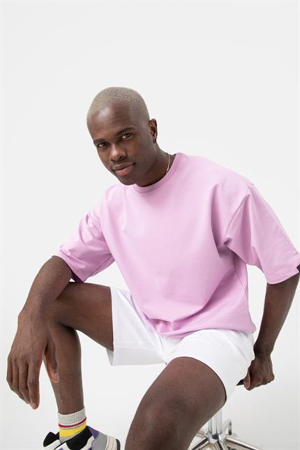 Erkek Base Oversize Lila T-Shirt