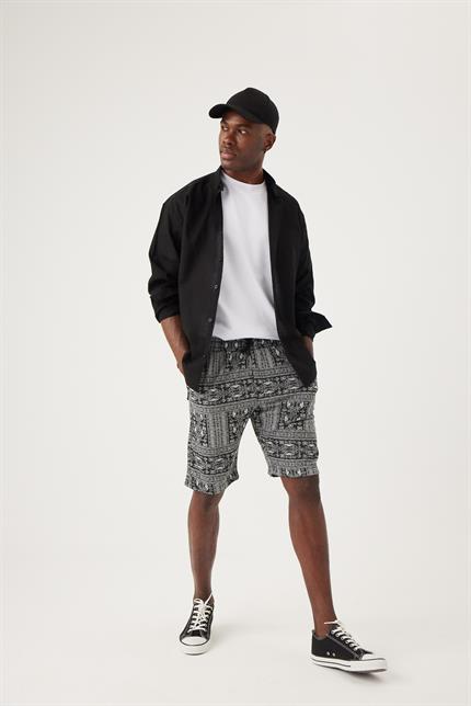 Erkek Base Siyah Keten Gömlek