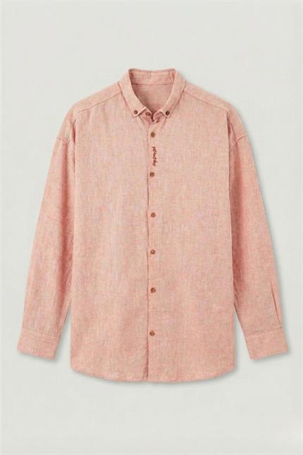 Erkek Base Somon Keten Gömlek