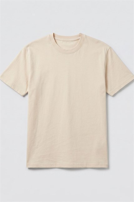 Erkek Basic Krem T-Shirt