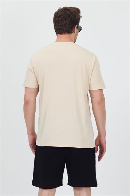 Erkek Basic Krem T-Shirt