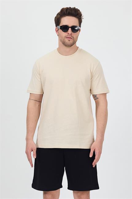 Erkek Basic Krem T-Shirt