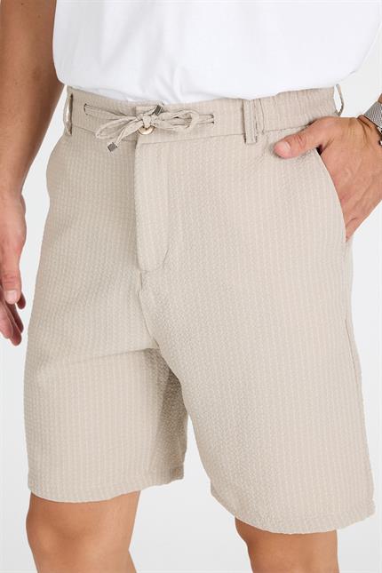 Erkek Bej Çizgili Şort