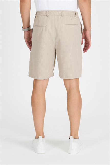 Erkek Bej Çizgili Şort