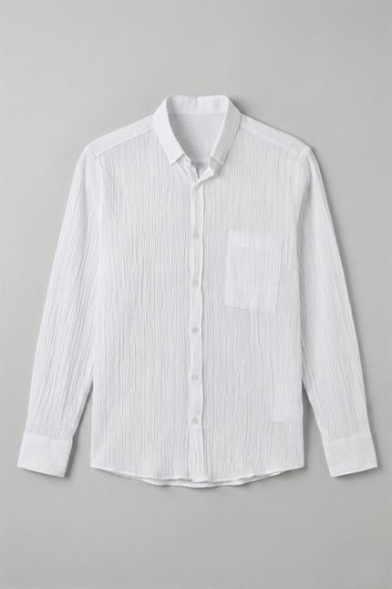 Erkek Beyaz Krinkıl Gömlek