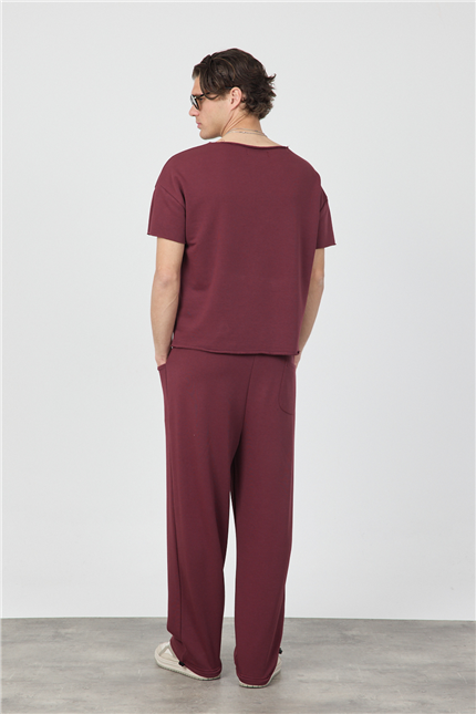 Erkek Blank Bordo Ayarlanabilir Paça Eşofman Alt