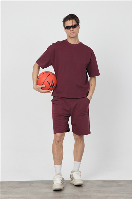 Erkek Blank Bordo Şort