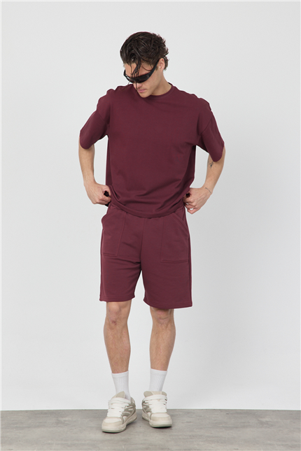 Erkek Blank Bordo Şort