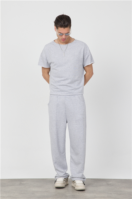 Erkek Blank Boxy Gri T-Shirt