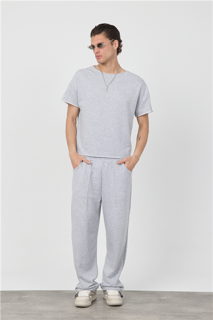 Erkek Blank Boxy Gri T-Shirt