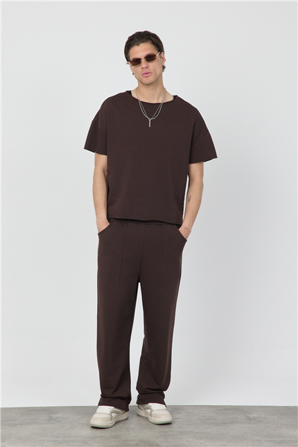 Erkek Blank Boxy Kahverengi T-Shirt