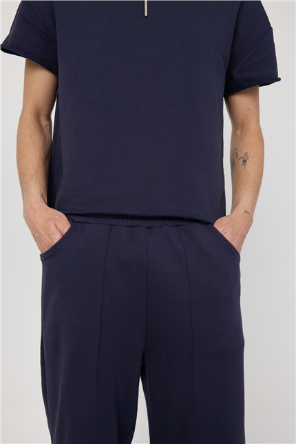 Erkek Blank Boxy Lacivert T-Shirt