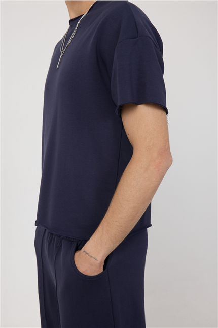 Erkek Blank Boxy Lacivert T-Shirt