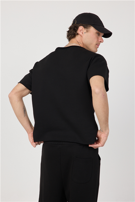 Erkek Blank Boxy Siyah T-Shirt